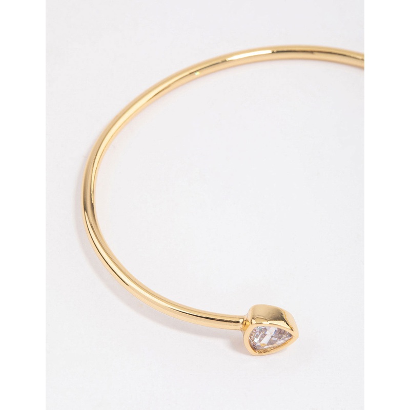 Gold Plated Triangle Cubic Zirconia Open Cuff