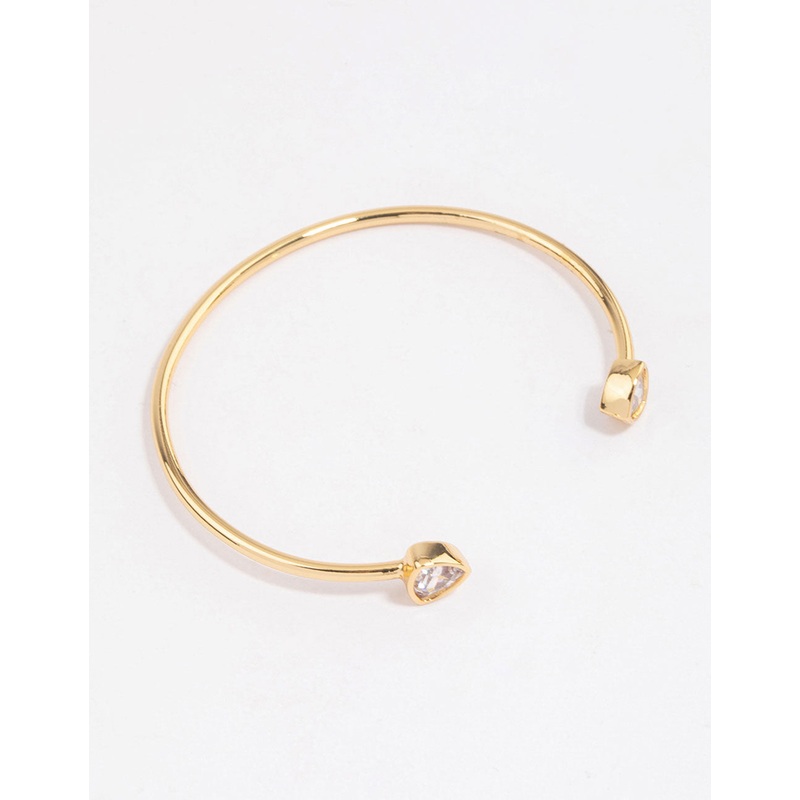 Gold Plated Triangle Cubic Zirconia Open Cuff