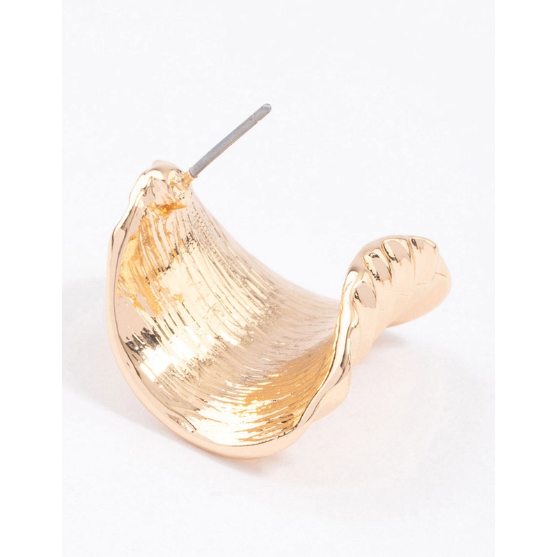 Gold Wide Textured Hoop Earrings