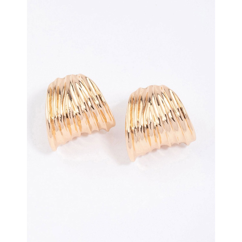 Gold Wide Textured Hoop Earrings