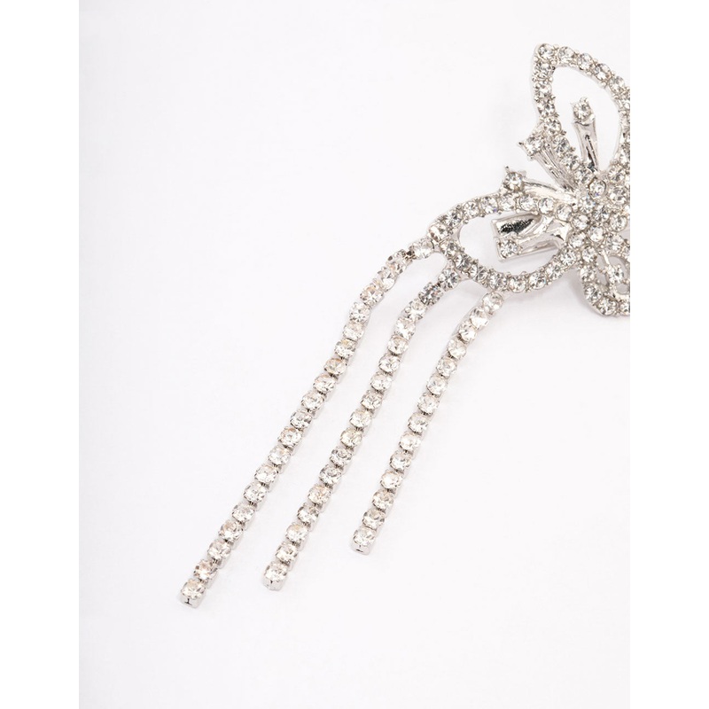 Silver Double Diamante Butterfly Hair Clip