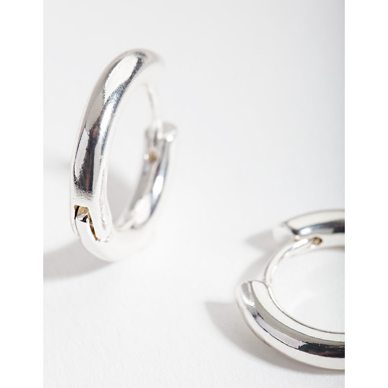 Silver Simple Polished Hoop Earrings