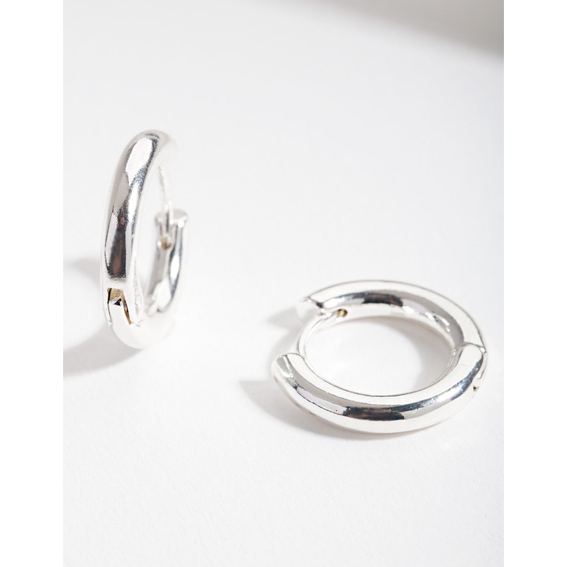 Silver Simple Polished Hoop Earrings