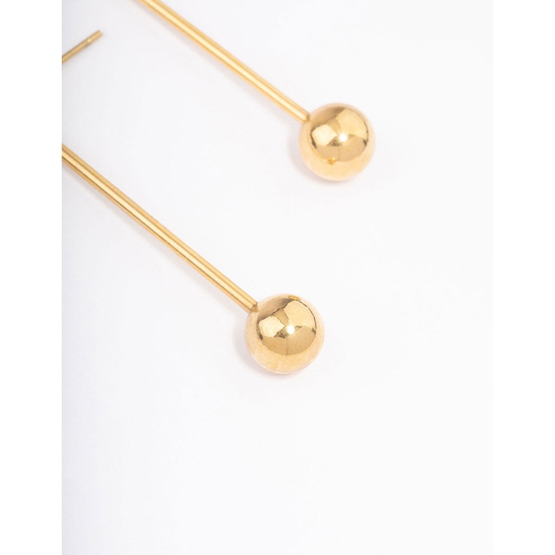 Waterproof Gold Plated Stainless Steel Small Stick & Drop Earrings