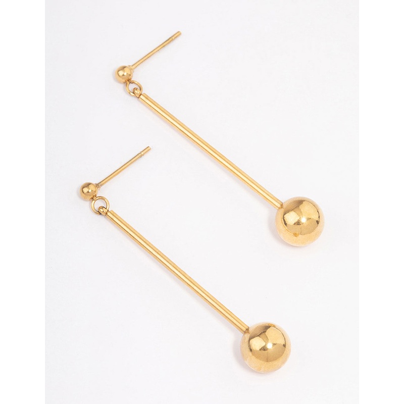 Waterproof Gold Plated Stainless Steel Small Stick & Drop Earrings