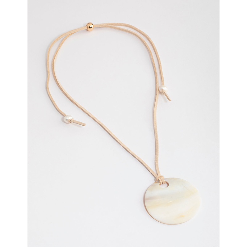 Genuine Shell Disc Fabric Necklace