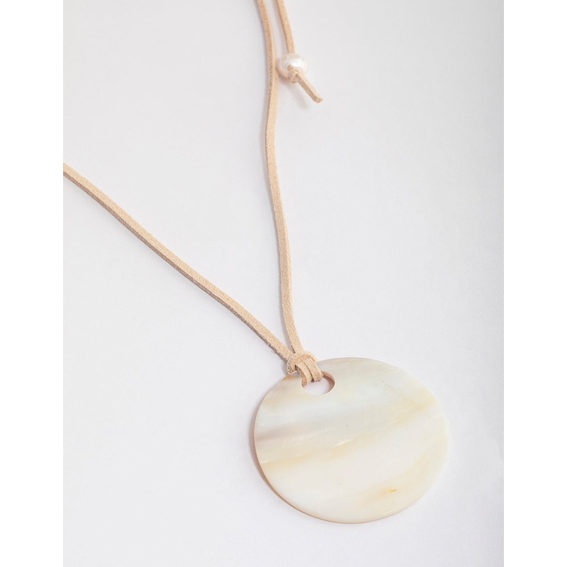 Genuine Shell Disc Fabric Necklace