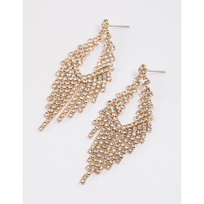 Gold Cup Chain Cascade Earrings