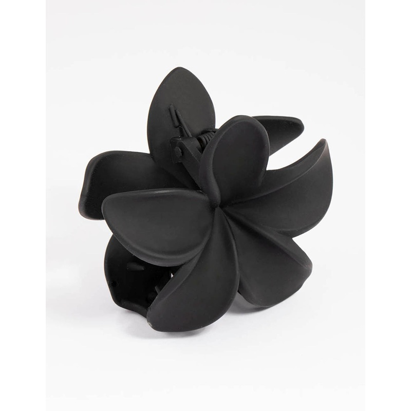 Plastic Black Tropical Flower Claw Clip