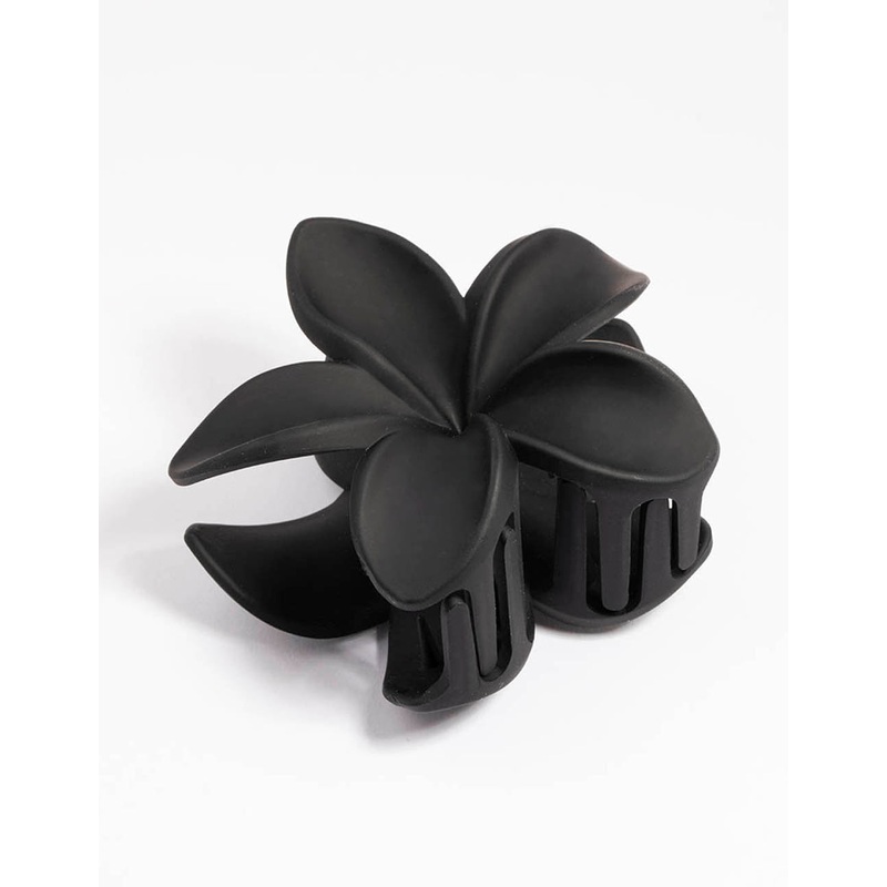 Plastic Black Tropical Flower Claw Clip