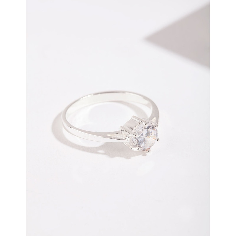 Sterling Silver 6 Claw 5mm Cubic Zirconia Ring