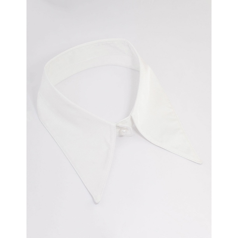 White Fabric Pointed Collar Necklace