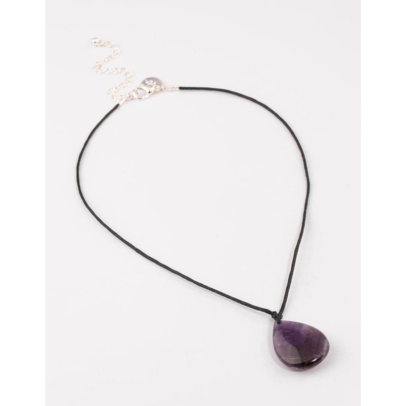 Fabric Amethyst Teardrop Collar Choker
