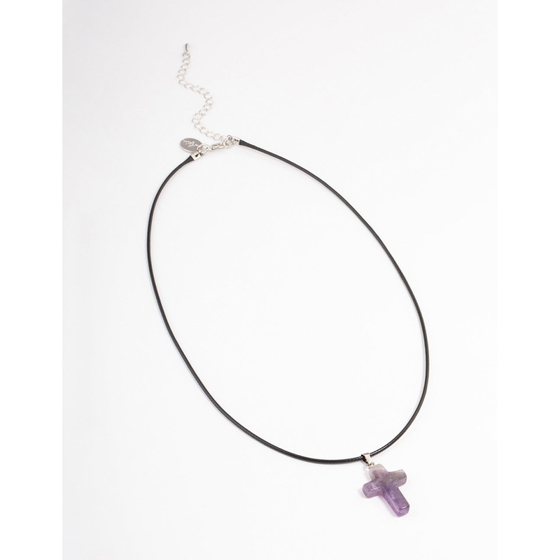 Gold Amethyst Cross Pendant Necklace