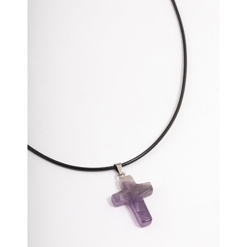 Gold Amethyst Cross Pendant Necklace