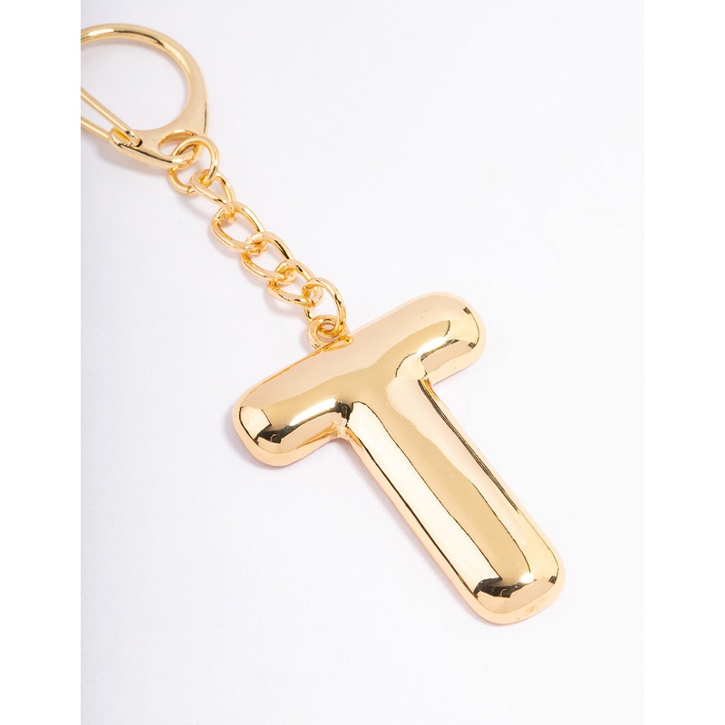 Gold Plated Letter T  Key Chain