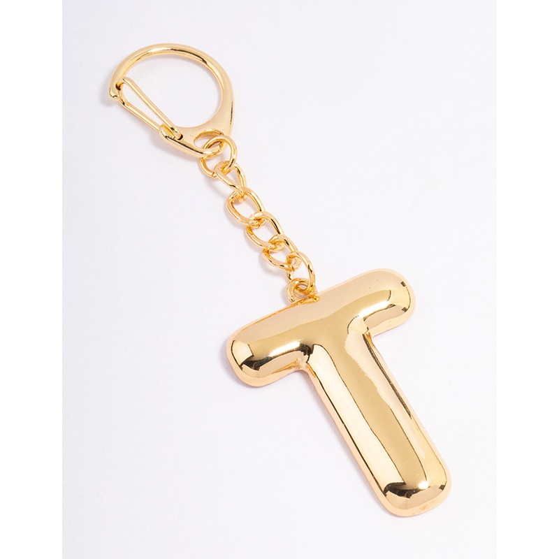 Gold Plated Letter T  Key Chain
