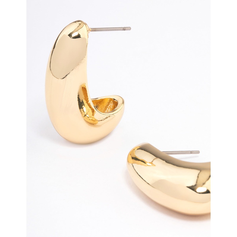 Gold Plated Small Bold Wide Hoop Earrings