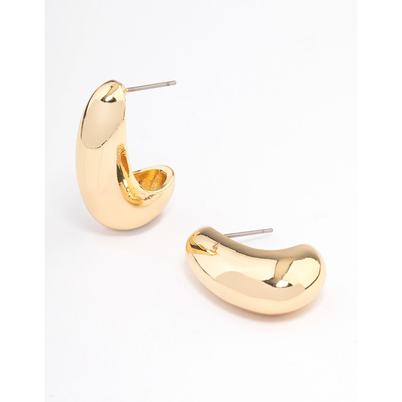 Gold Plated Small Bold Wide Hoop Earrings