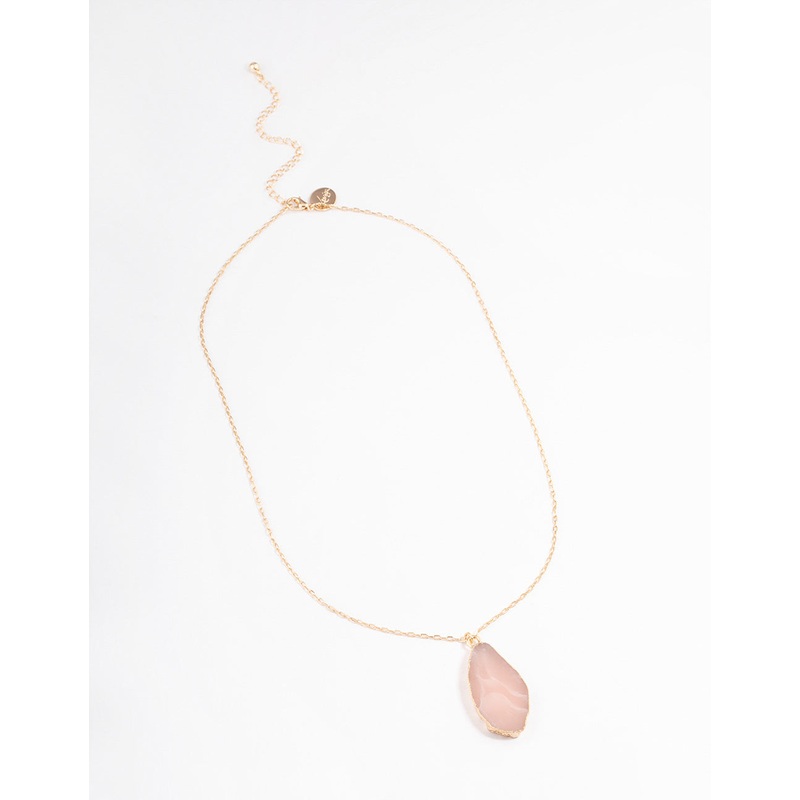 Gold Rose Quartz Organic Pendant Necklace