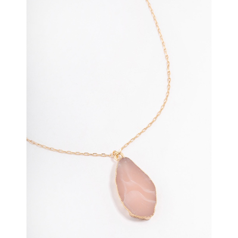 Gold Rose Quartz Organic Pendant Necklace