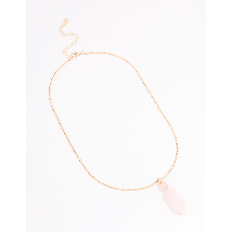 Gold Rose Quartz Sphere Pendant Necklace