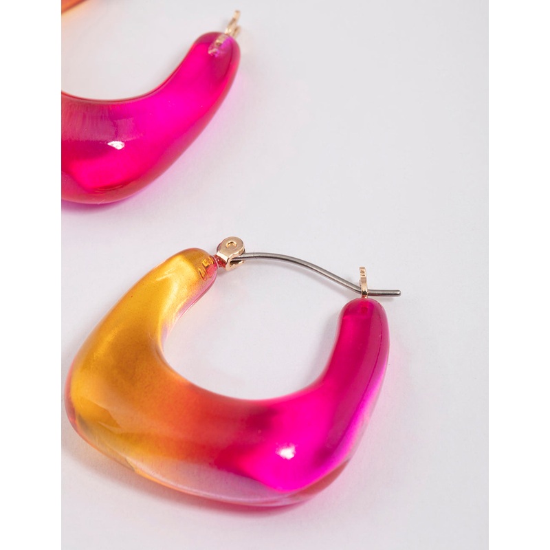 Plastic Square Ombre Hoop Earrings