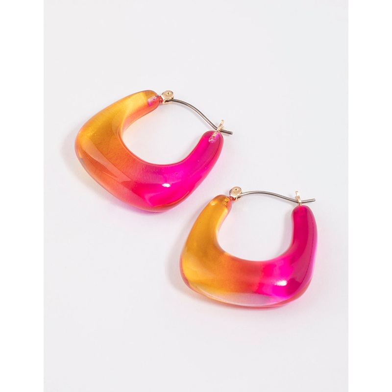 Plastic Square Ombre Hoop Earrings