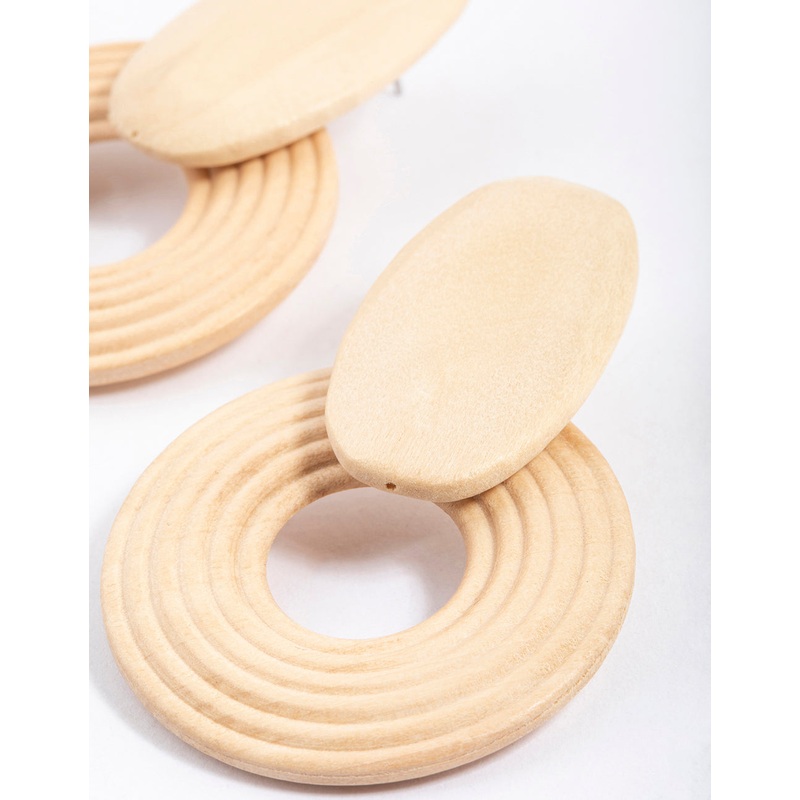 Wooden Round Statement Earrings
