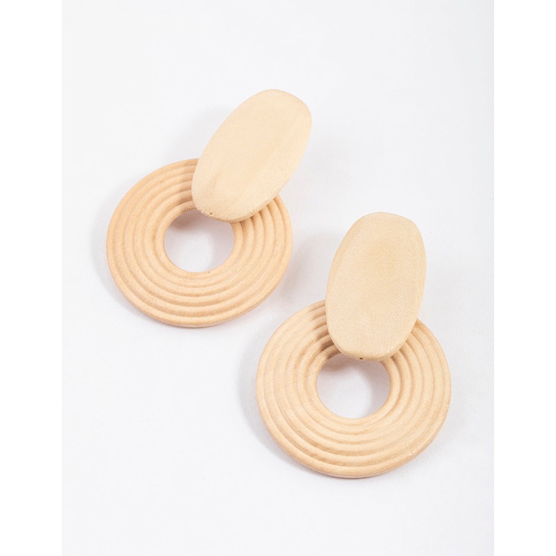 Wooden Round Statement Earrings