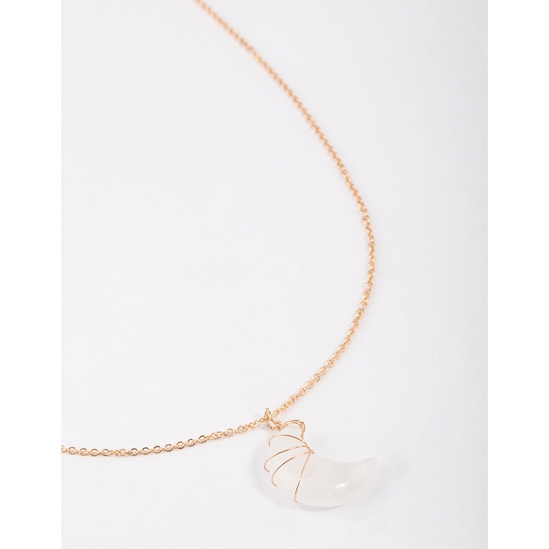 Gold Clear Quartz Moon Necklace