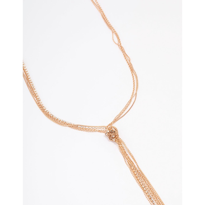 Gold Mixed Chain & Cup Chain Long Necklace