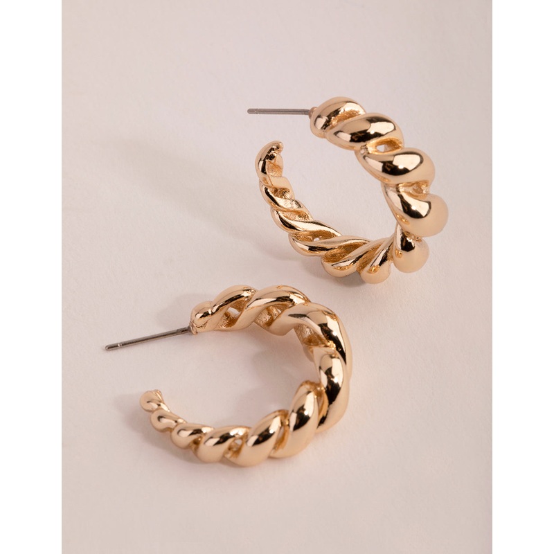 Gold Plated Gradual Swirl Hoop Earrings