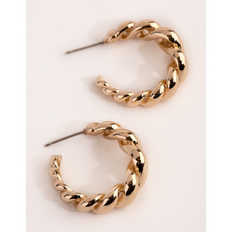 Gold Plated Gradual Swirl Hoop Earrings