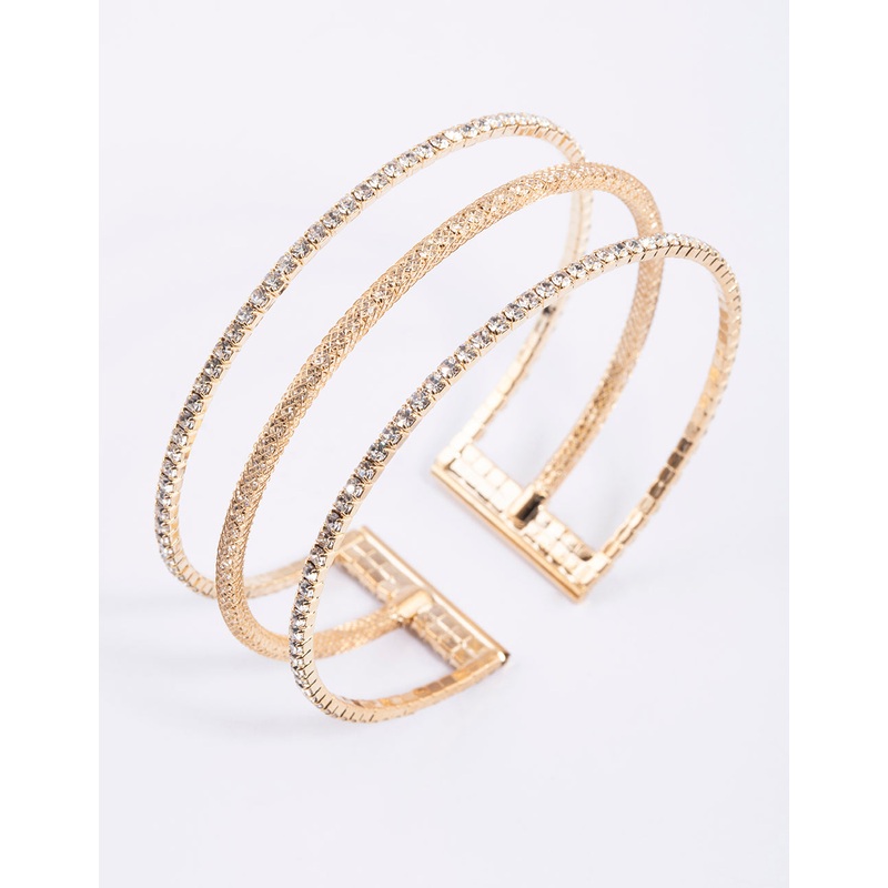 Gold Textured Triple Row Bangle