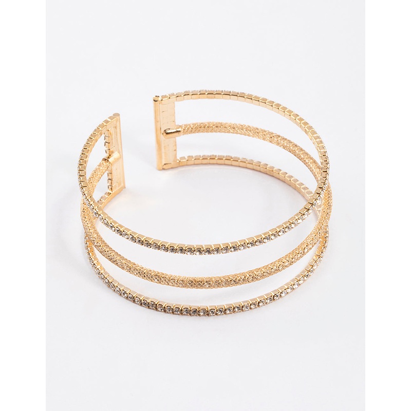Gold Textured Triple Row Bangle