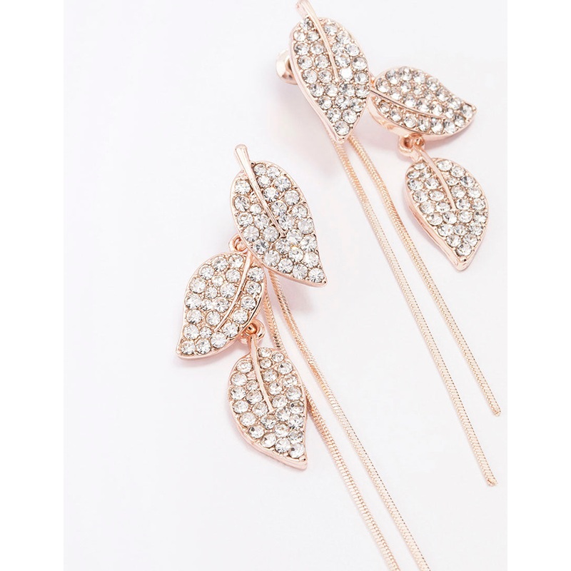Rose Gold Leafy Trail Drop Earrings