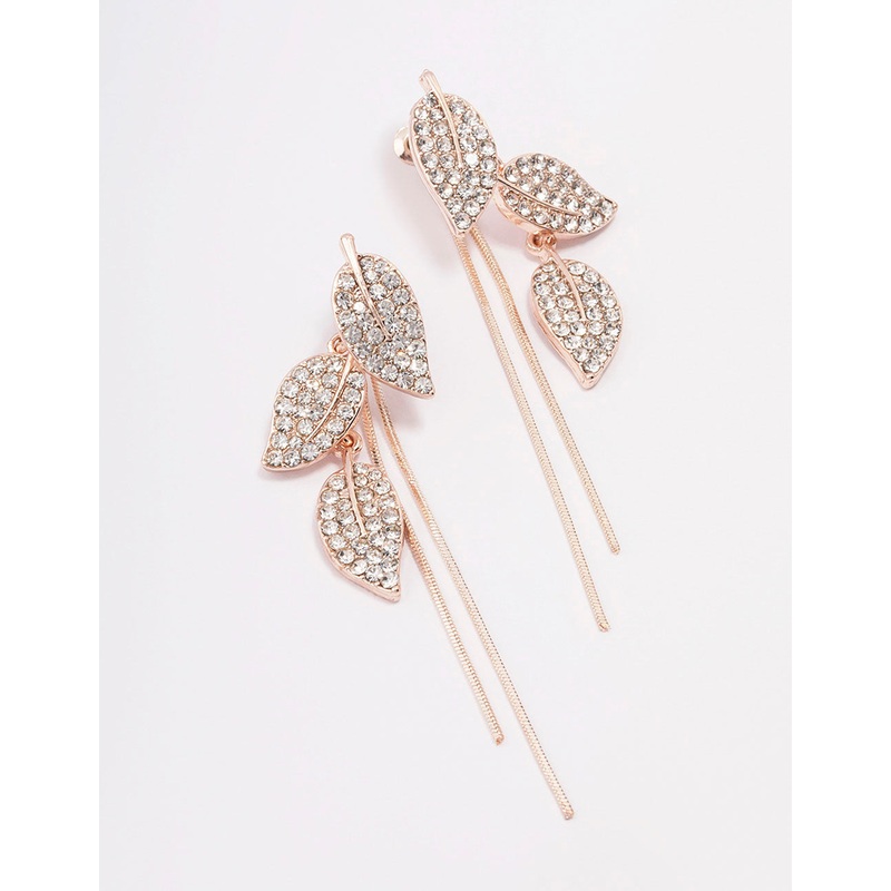 Rose Gold Leafy Trail Drop Earrings