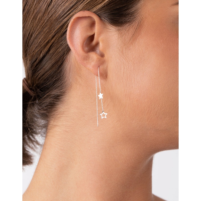 Sterling Silver Star Thread Earrings