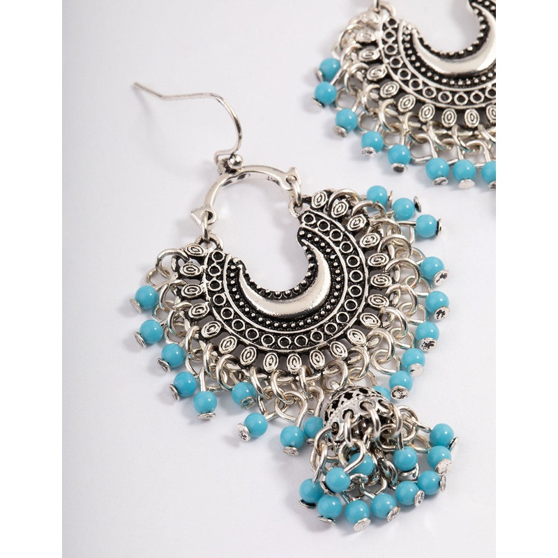 Antique Silver Mini Bead Drop Earrings