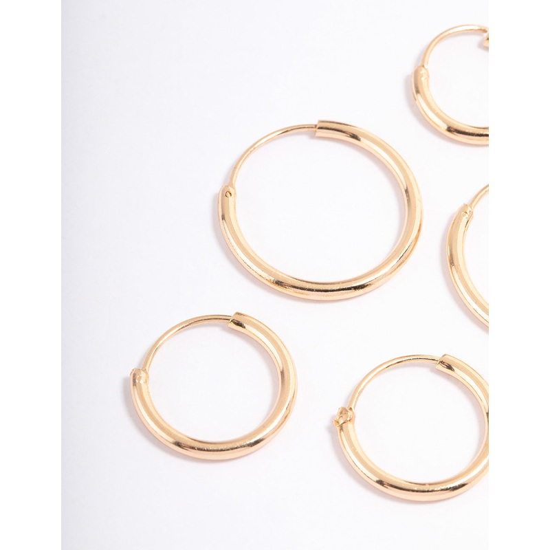 Gold Basic Skinny Graduating Earrings Pack