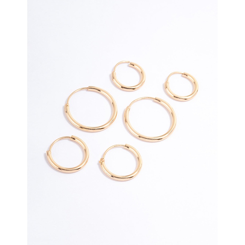 Gold Basic Skinny Graduating Earrings Pack