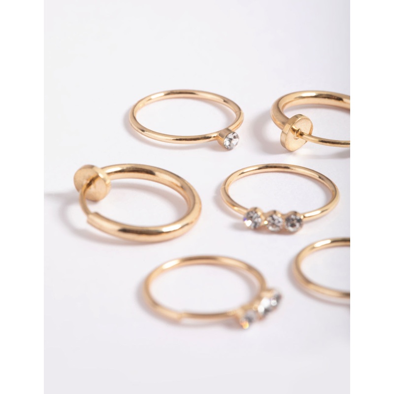 Gold Diamante Row Ring Pack
