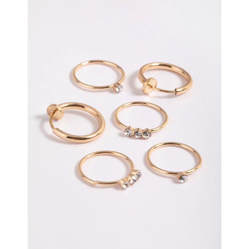 Gold Diamante Row Ring Pack