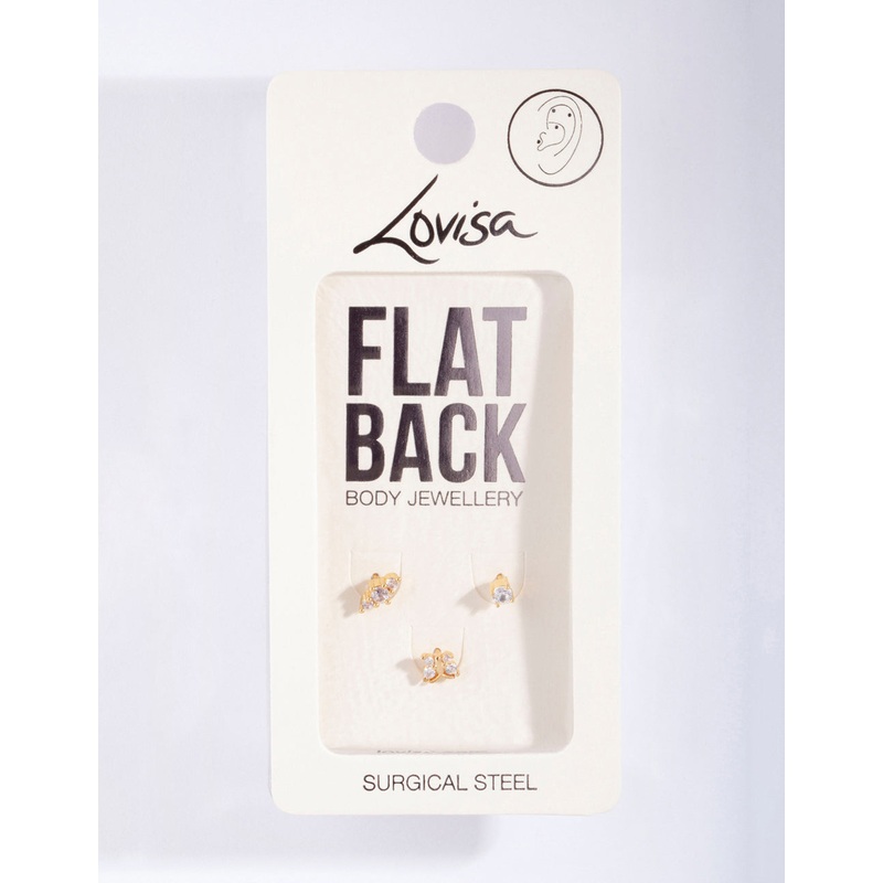 Gold Plated Surgical Steel Fine Butterfly Flat Back Pack