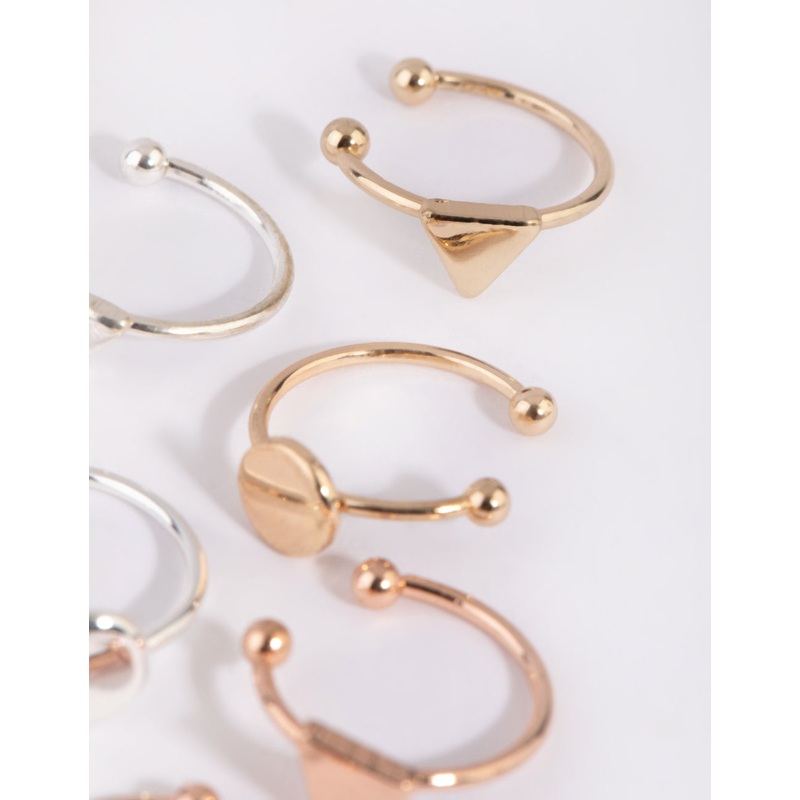 Mixed Metal Geometric Faux Earring Pack