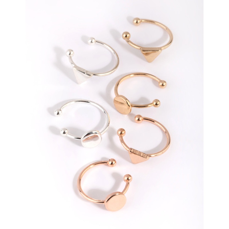Mixed Metal Geometric Faux Earring Pack