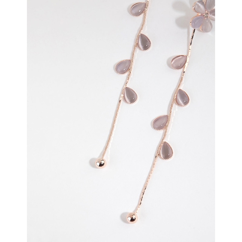Rose Gold Flower Vine Drop Earrings