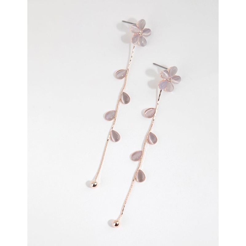 Rose Gold Flower Vine Drop Earrings