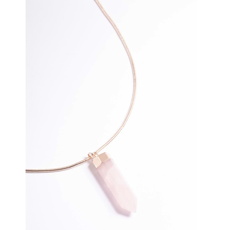 Rose Gold Rose Quartz Shard Snake Chain Necklace
